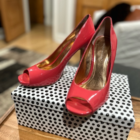 BCBG Orange Open Toe Heeled Pumps - Picture 4 of 13